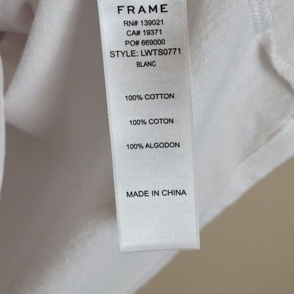 Frame Size L Ruched Sleeve Top Half Sleeve Cotton Blanc White - Picture 10 of 12